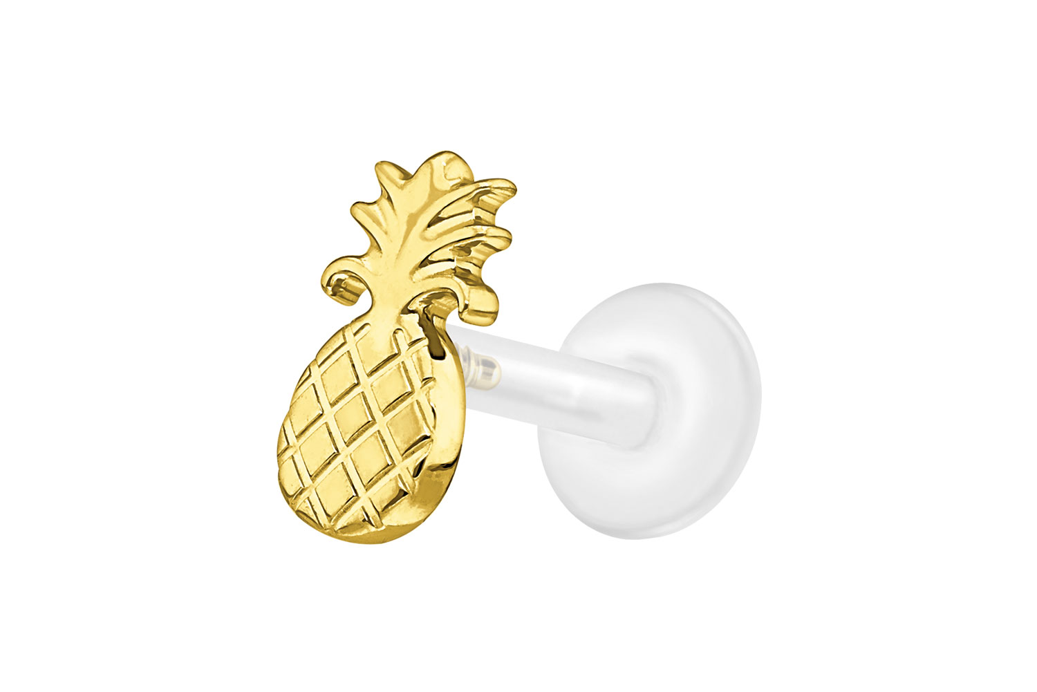 PTFE Labret Piercing mit Innengewinde + Titan-Aufsatz ANANAS